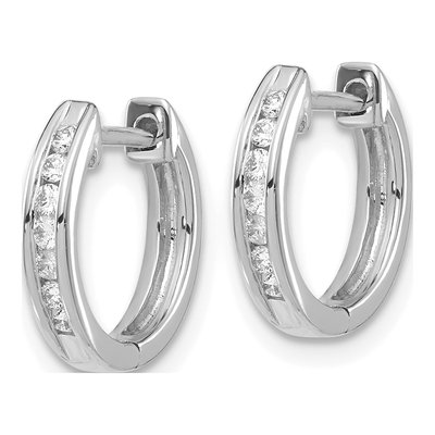 10K White Gold 1/5 ct tw Diamond Huggie Hoop Earrings – view 2