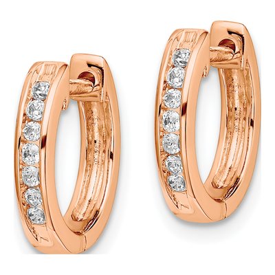 14K Rose Gold 1/5 ct tw Diamond Channel Huggie Hoop Earrings – view 3