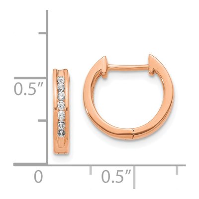 14K Rose Gold 1/5 ct tw Diamond Channel Huggie Hoop Earrings – view 5