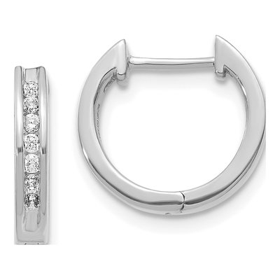14K White Gold 1/5 ct tw Diamond Channel-Set Huggie Hoop Earrings