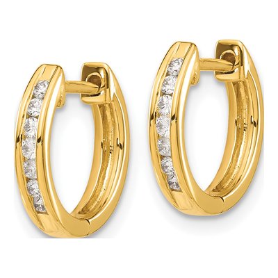 14K Yellow Gold 1/5 ct tw Diamond Channel-Set Huggie Hoop Earrings – view 3