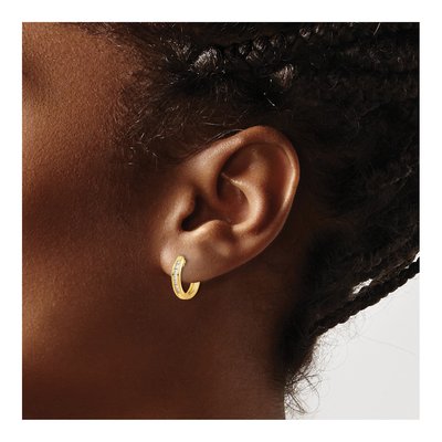14K Yellow Gold 1/5 ct tw Diamond Channel-Set Huggie Hoop Earrings – view 4