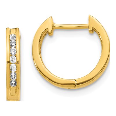 14K Yellow Gold 1/5 ct tw Diamond Channel-Set Huggie Hoop Earrings