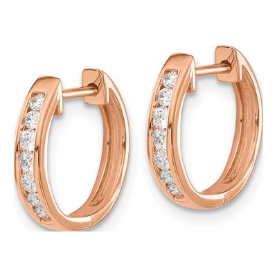 10K Rose Gold 1/4 ct tw 13mm Diamond Huggie Hoop Earrings – view 2