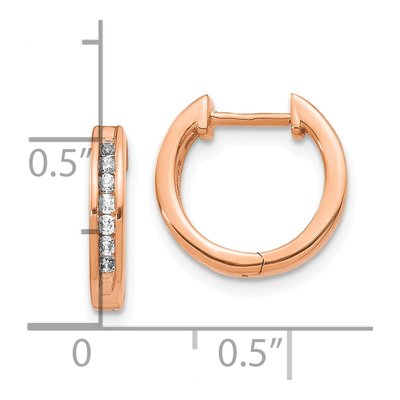 10K Rose Gold 1/4 ct tw 13mm Diamond Huggie Hoop Earrings – view 4