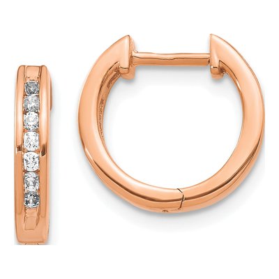 10K Rose Gold 1/4 ct tw 13mm Diamond Huggie Hoop Earrings