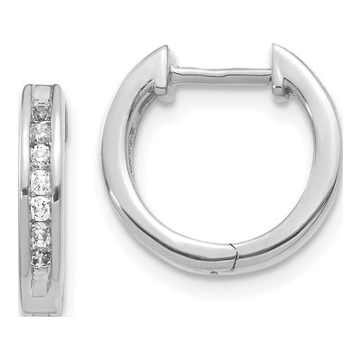 10K White Gold 1/4 ct tw 13mm Diamond Huggie Hoop Earrings