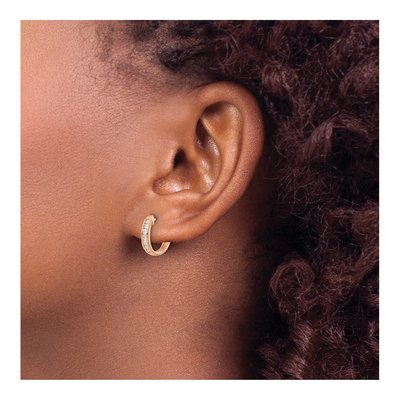 14K Rose Gold 1/4 ct tw 13mm Lab-Grown Diamond Huggie Hoop Earrings – view 4