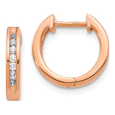 14K Rose Gold 1/4 ct tw 13mm Lab-Grown Diamond Huggie Hoop Earrings