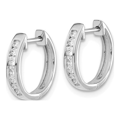 14K White Gold 1/4 ct tw 13mm Diamond Channel-Set Huggie Hoop Earrings – view 3