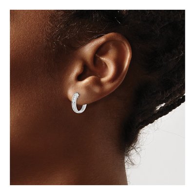 14K White Gold 1/4 ct tw 13mm Diamond Channel-Set Huggie Hoop Earrings – view 4