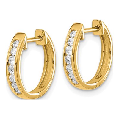 14K Yellow Gold 1/4 ct tw 13mm Lab-Grown Diamond Huggie Hoop Earrings – view 3