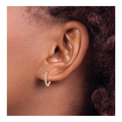 10K Rose Gold 1/5 ct tw Diamond Huggie Hoop Earrings – view 3