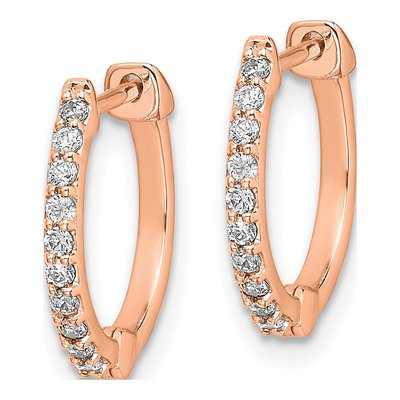 14K Rose Gold 1/5 ct tw Diamond Huggie Hoop Earrings – view 3