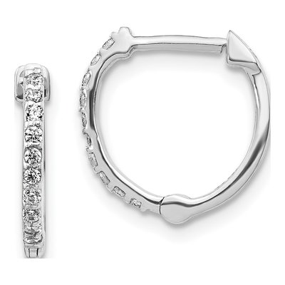 14K White Gold 1/5 ct tw Diamond Huggie Hoop Earrings