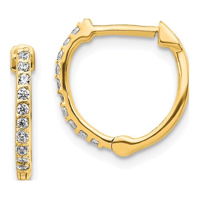 14K Yellow Gold 1/5 ct tw Diamond Huggie Hoop Earrings