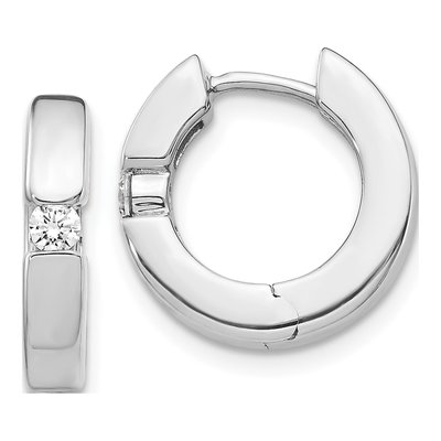 14K White Gold 1/6 ct tw 15mm Diamond Huggie Hoop Earrings