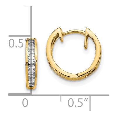 10K Yellow Gold 1/4 ct tw Baguette Diamond Huggie Hoop Earrings – view 4