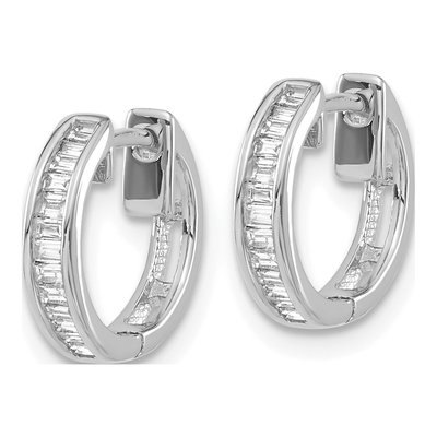 14K White Gold 1/4 ct tw Diamond Baguette Huggie Hoop Earrings – view 3