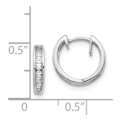 14K White Gold 1/4 ct tw Diamond Baguette Huggie Hoop Earrings – view 5