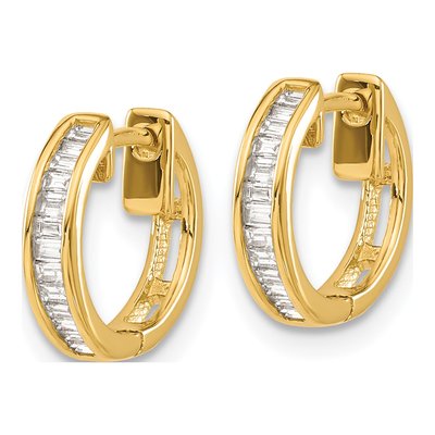 14K Yellow Gold 1/4 ct tw Diamond Baguette Huggie Hoop Earrings – view 3