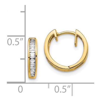 14K Yellow Gold 1/4 ct tw Diamond Baguette Huggie Hoop Earrings – view 5