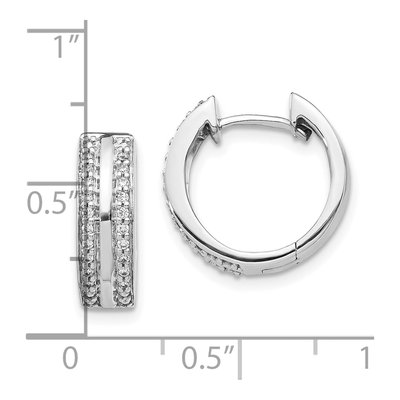 10K White Gold 1/5 ct tw 14mm Two-Row Diamond Huggie Hoop Earrings – view 2