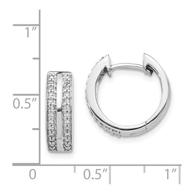 14K White Gold 1/5 ct tw 14mm Diamond 2-Row Huggie Hoop Earrings – view 2