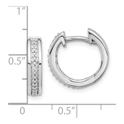 14K White Gold Diamond Huggie Hoop Earrings – view 4