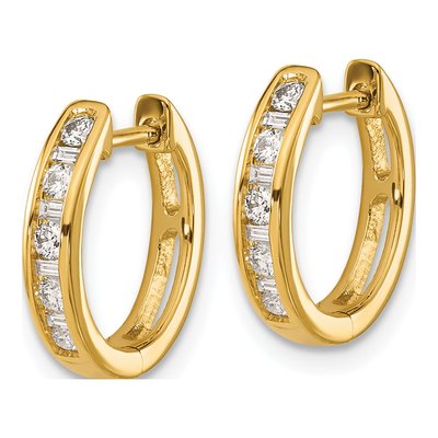 10K Yellow Gold 1/4 ct tw 14mm Diamond Huggie Hoop Earrings – view 2
