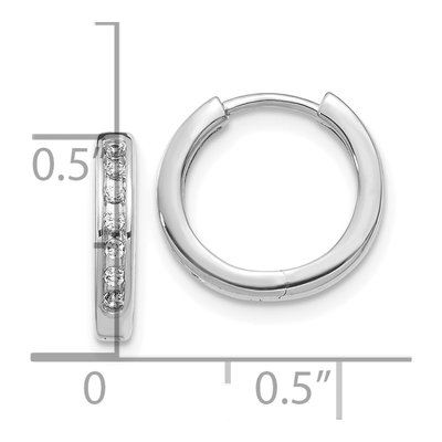10K White Gold 1/10 ct tw Diamond Huggie Hoop Earrings – view 4