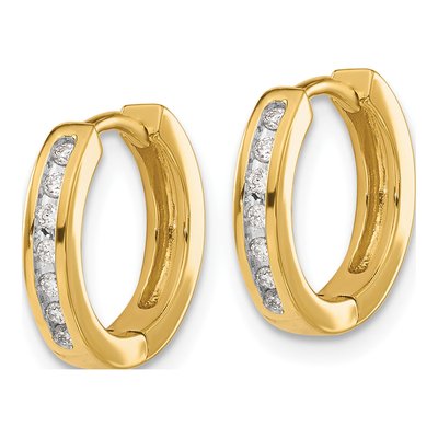 10K Yellow Gold 1/10 ct tw Diamond Huggie Hoop Earrings – view 2