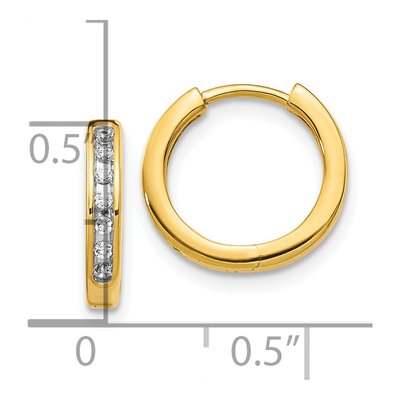 10K Yellow Gold 1/10 ct tw Diamond Huggie Hoop Earrings – view 4