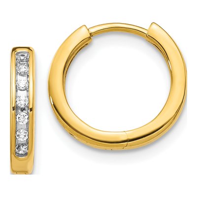 10K Yellow Gold 1/10 ct tw Diamond Huggie Hoop Earrings