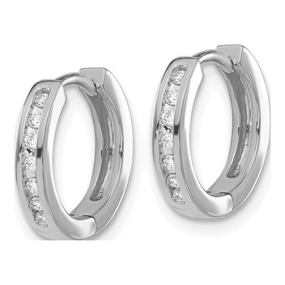 14K White Gold 1/10 ct tw Diamond Channel-Set Huggie Hoop Earrings – view 2