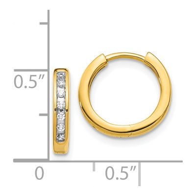 14K Yellow Gold 1/10 ct tw Diamond Huggie Hoop Earrings – view 4
