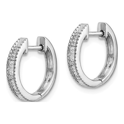 10K White Gold 1/5 ct tw Diamond Huggie Hoop Earrings – view 2