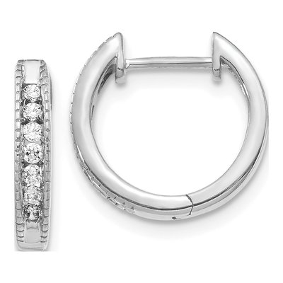 10K White Gold 1/5 ct tw Diamond Huggie Hoop Earrings