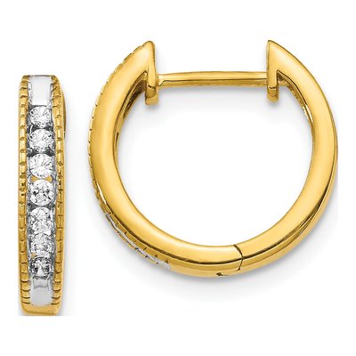 10K Yellow Gold 1/5 ct tw Diamond Huggie Hoop Earrings