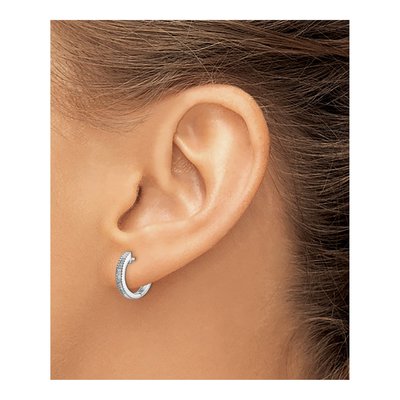 14K White Gold 1/5 ct tw Lab-Grown Diamond Huggie Hoop Earrings – view 4