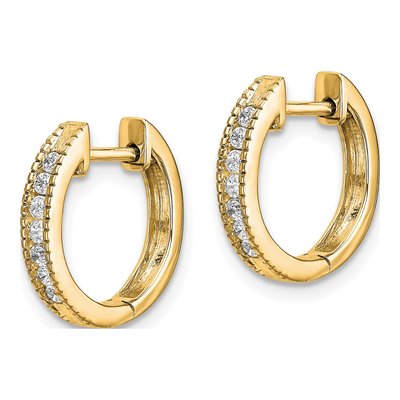 14K Yellow Gold 1/5 ct tw Diamond Channel-Set Huggie Hoop Earrings – view 3