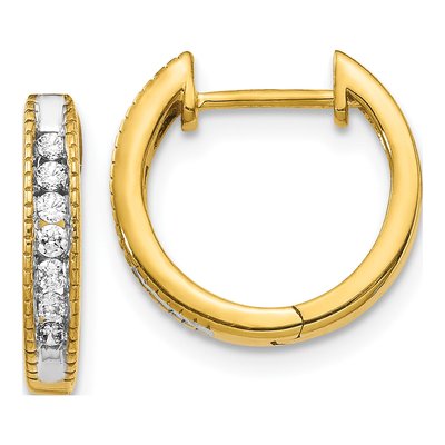 14K Yellow Gold 1/5 ct tw Diamond Channel-Set Huggie Hoop Earrings