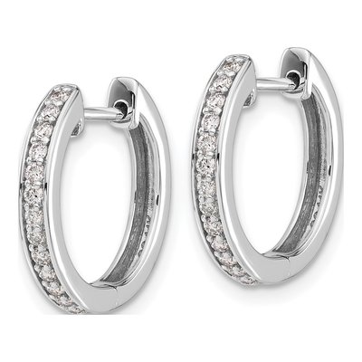 14K White Gold 1/3 ct tw 16mm Diamond Huggie Hoop Earrings – view 2