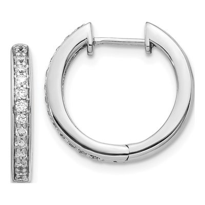14K White Gold 1/3 ct tw 16mm Diamond Huggie Hoop Earrings