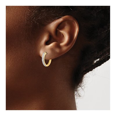 10K Yellow Gold 1/4 ct tw Diamond Huggie Hoop Earrings – view 3