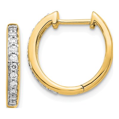 10K Yellow Gold 1/4 ct tw Diamond Huggie Hoop Earrings