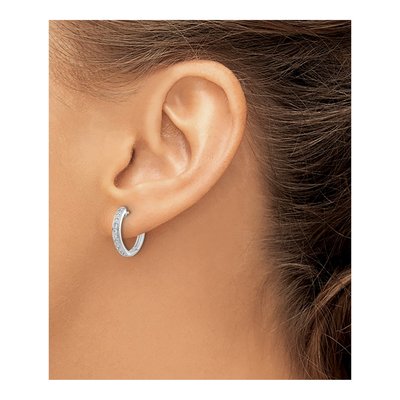 14K White Gold 1/4 ct tw Diamond Huggie Hoop Earrings – view 4