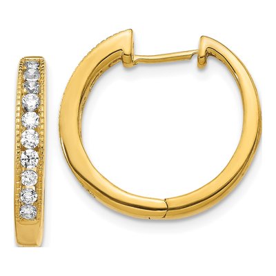 10K Yellow Gold 1/2 ct tw Diamond Huggie Hoop Earrings