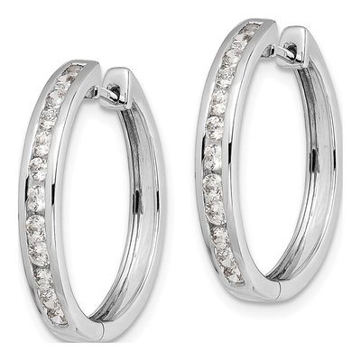 14K White Gold 1/2 ct tw Diamond Channel Huggie Hoop Earrings – view 2