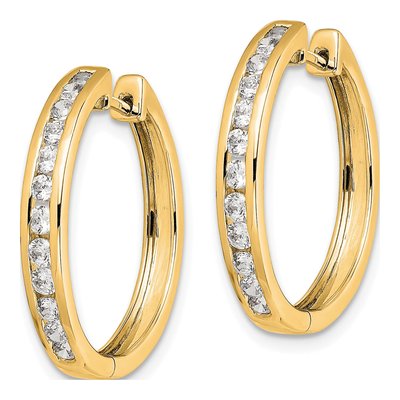 14K Yellow Gold 1/2 ct tw Diamond Huggie Hoop Earrings – view 3